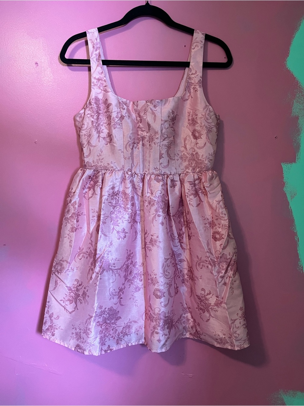 Forever 21 Girls' Pink Floral Jacquard Fit-and-Flare Dress